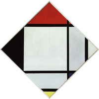 Piet Mondrian Lozenge Composition with Red, Black, Blue, and Yellow
