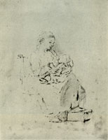 Rembrandt Woman Suckling a Child