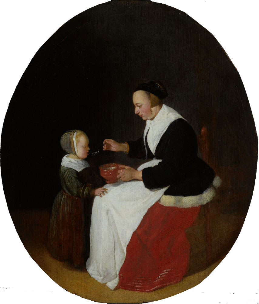 Quiringh van Brekelenkam - A Mother Feeding the Child Pap