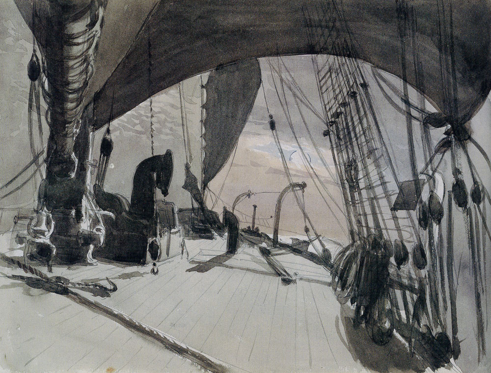 John Singer Sargent - Deck of a Ship in Moonlight
