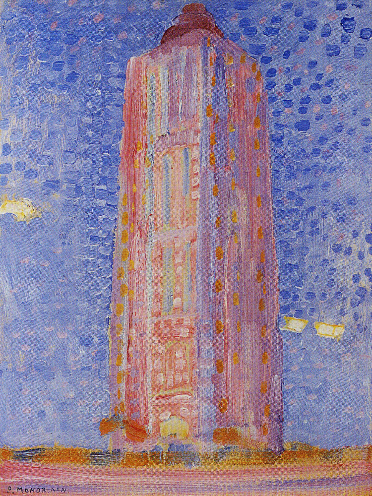 Piet Mondriaan - Lighthouse at Westkapelle in Pink