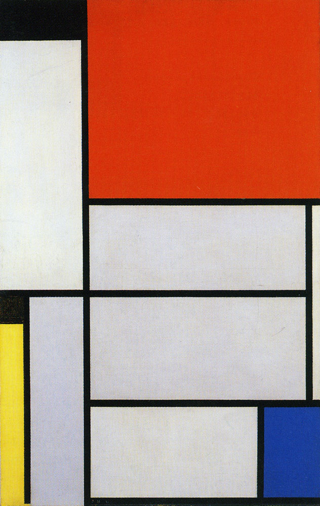 Piet Mondrian - Tableau I, with Black, Red, Yellow, Blue, and Light Blue