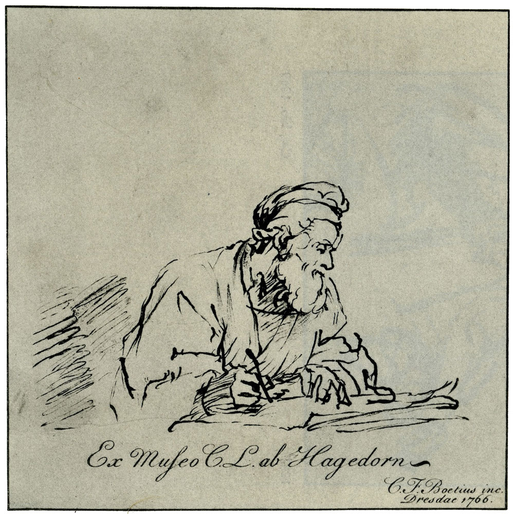 Rembrandt - Bearded Scholar Writing at a Table
