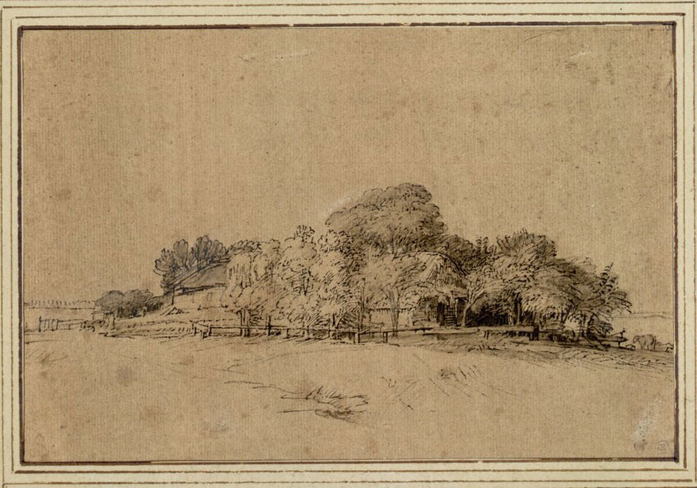 Rembrandt - Farm-Buildings Among Trees