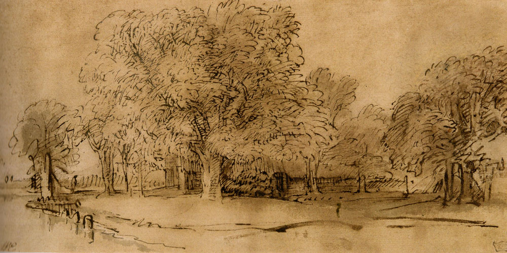 Rembrandt - Farm-House Beneath Trees