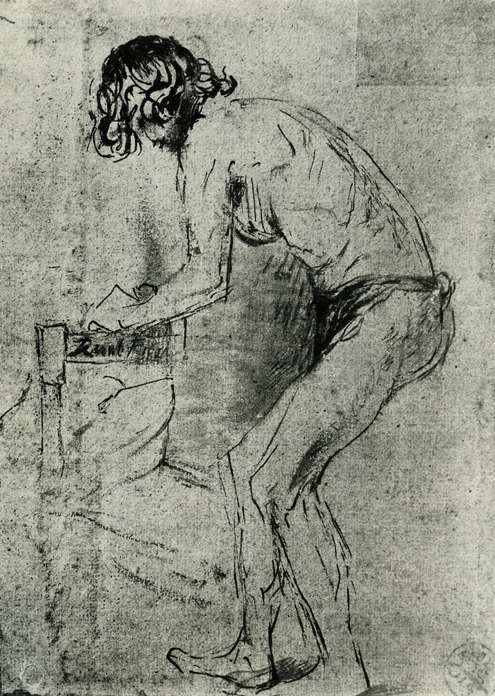 Rembrandt - Male Nude Bent Forward