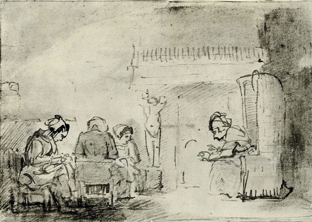 Rembrandt - Women Sewing in Rembrandt's House