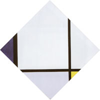 Piet Mondrian Tableau No. I: Lozenge with Three Lines and Blue, Gray, and Yellow
