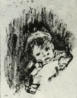 Rembrandt Study of the Head and Arms of a Little Boy