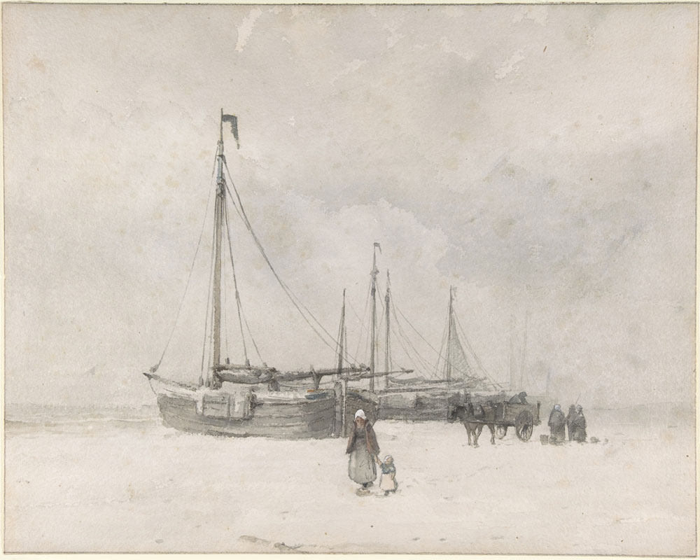 Anton Mauve - Fishing Boats on the Beach in Winter