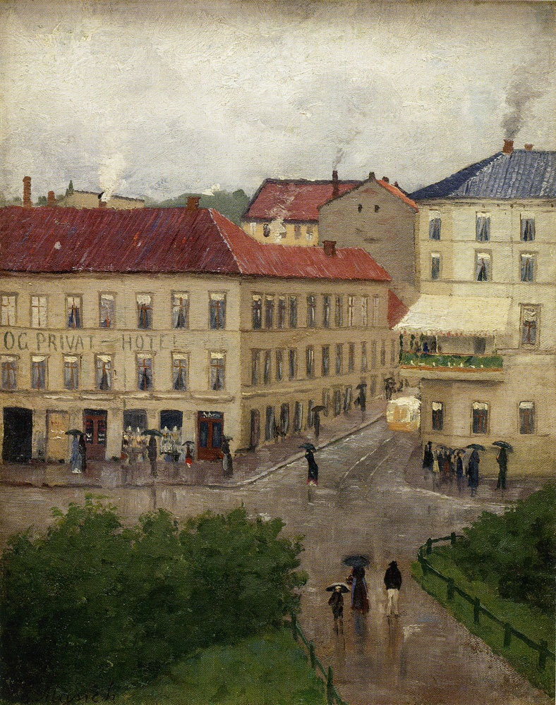 Edvard Munch - Street Corner on Karl Johan, Grand Café