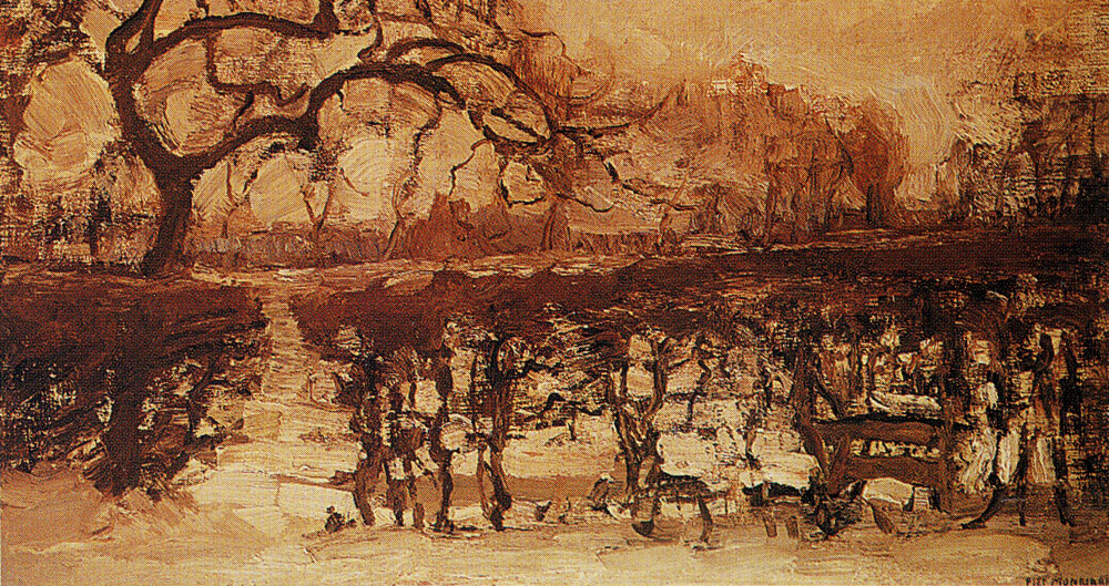 Piet Mondriaan - Landscape with Apple Tree at Left: Winter Landscape