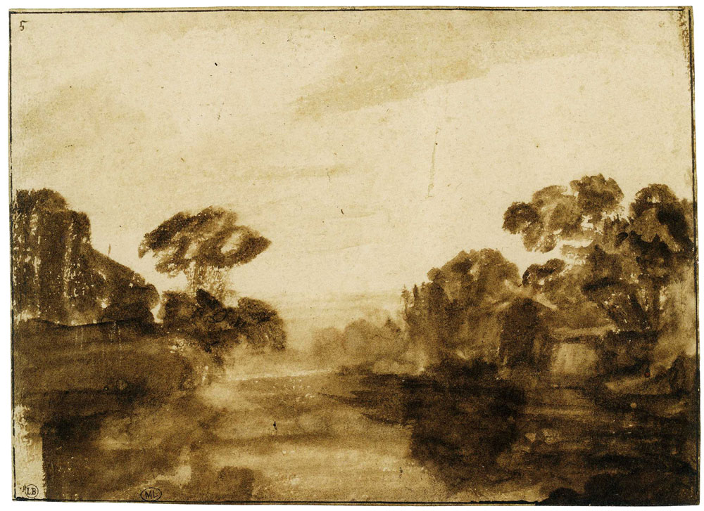 Rembrandt - River with Trees