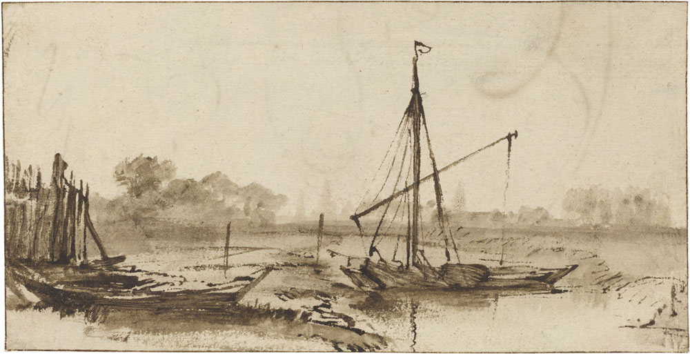 Rembrandt - Riverscape with a Sailing-Boat