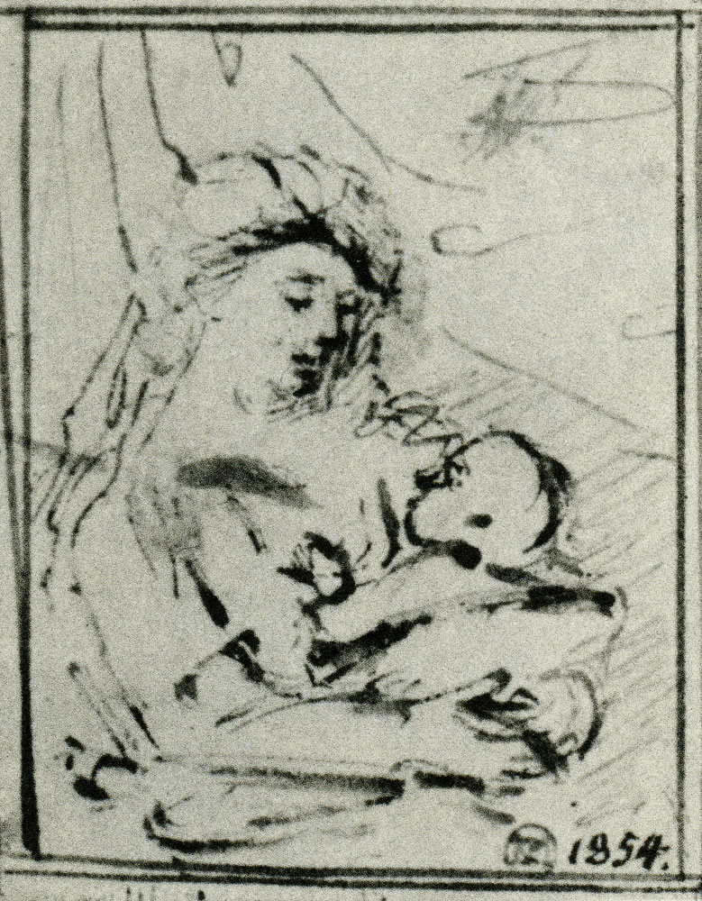 Rembrandt - Woman Holding a Baby in Her Arms