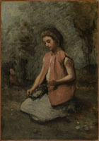 Jean-Baptiste-Camille Corot Girl Weaving a Garland