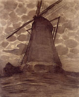 Piet Mondrian Windmill in the Evening