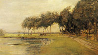 Piet Mondriaan Bend in the Gein with Row of Ten Poplars