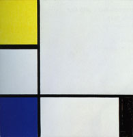 Piet Mondrian Composition, with Yellow, Blue, Black, and Light Blue