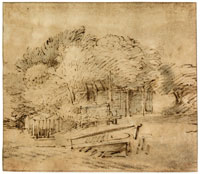 Rembrandt Farm-House Beneath Trees