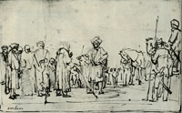 Rembrandt The Roman Consul Popilius Lenas Drawing a Line Around King Antiochus Epiphanes