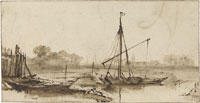 Rembrandt Riverscape with a Sailing-Boat