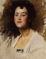William Merritt Chase Portrait Sketch of a Young Woman