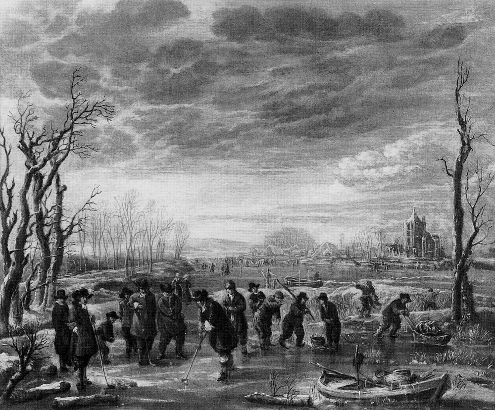 Aert van der Neer - Winter Landscape with Kolfplayers to the Left