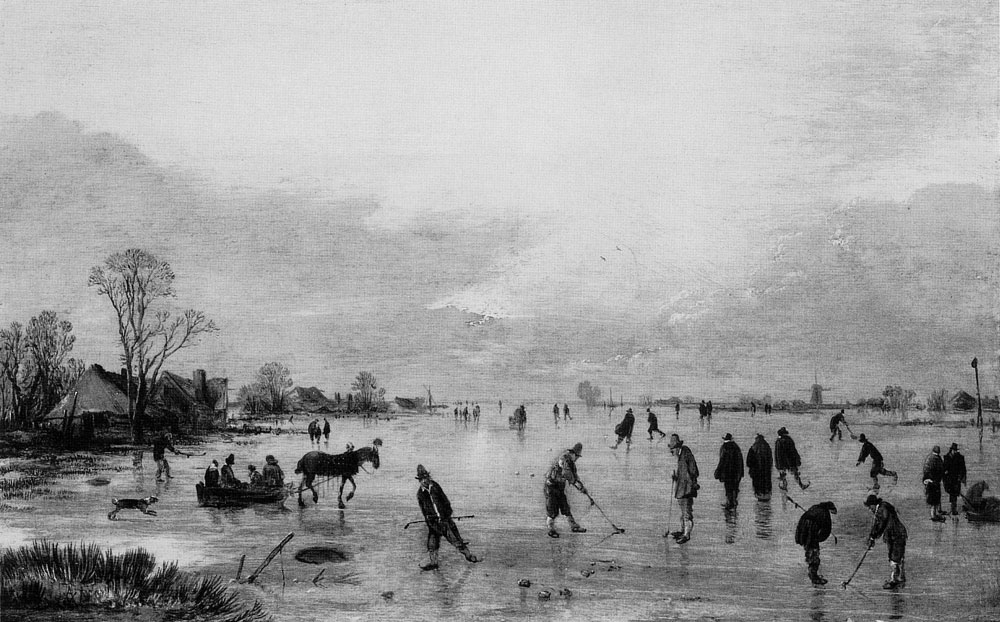 Aert van der Neer - Winter Scene on a Wide Stretch of Frozen Water