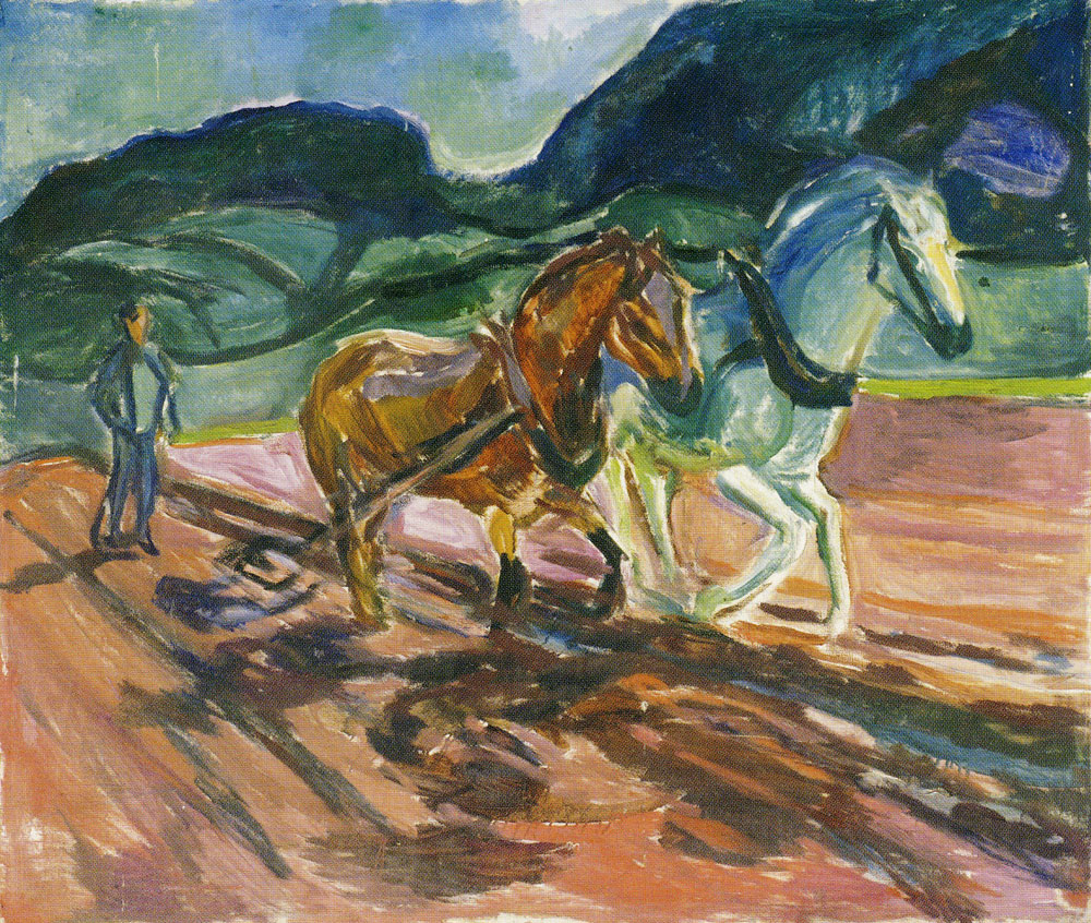 Edvard Munch - Ploughing Horses