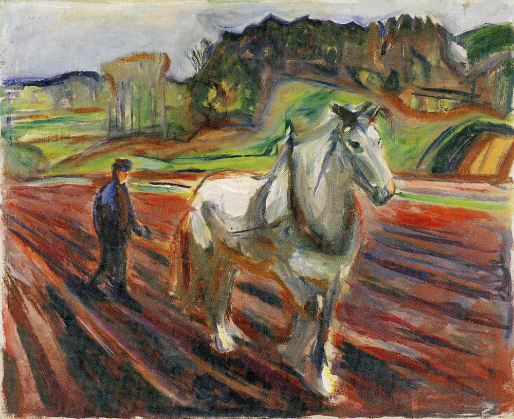 Edvard Munch - Man Ploughing with a White Horse