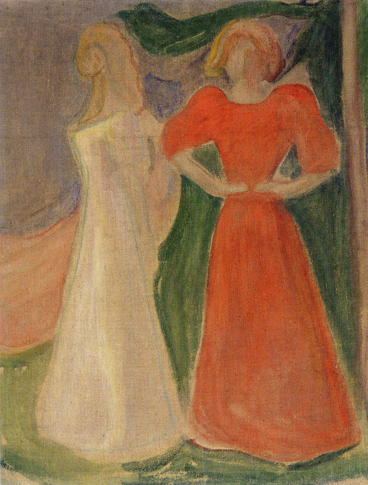 Edvard Munch - Two Young Women in Red and White (the Reinhardt Frieze)