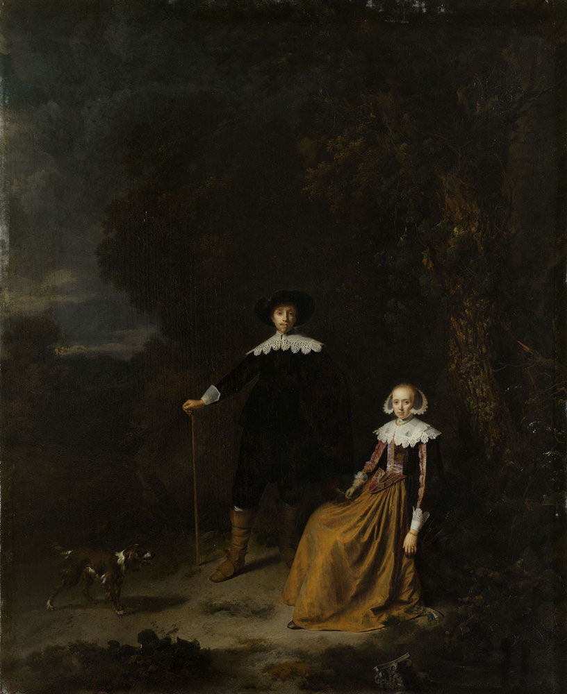 Gerard Dou and Nicolaes Berchem - Portrait of a Man and his Wife in a ...