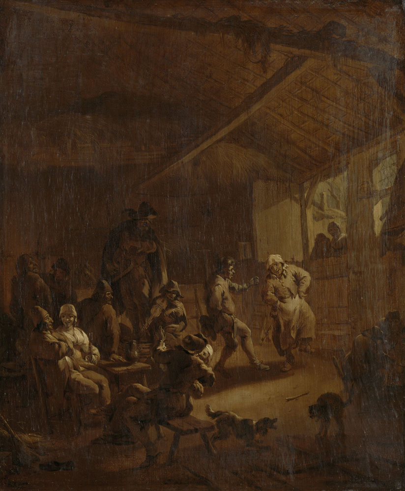 Nicolaes Berchem - Peasants Dancing in a Barn