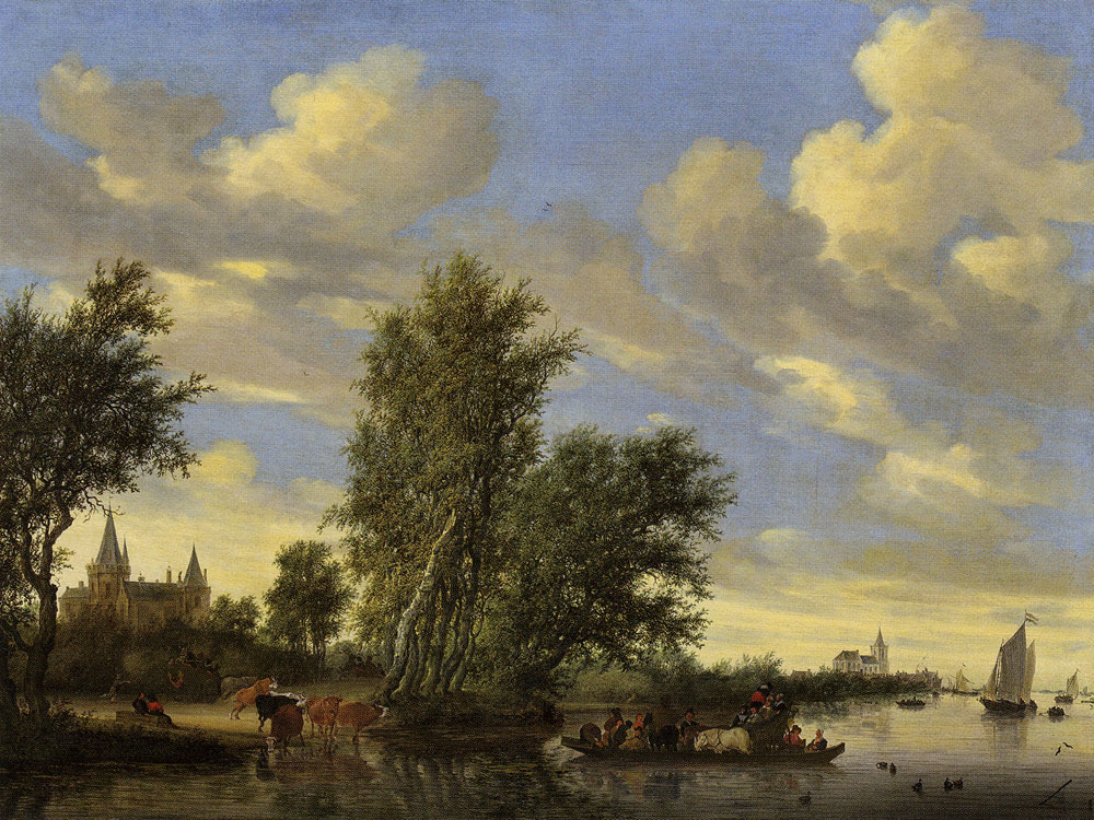 Salomon van Ruysdael - River Landscape with Ferry