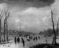 Manner of Aert van der Neer Ice Scene with Kolfplayers in the Left Foreground and Additional Figures