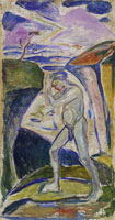 Edvard Munch - Naked Man in Rocky Landscape