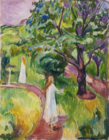 Edvard Munch Two Women in White Dresses in the Garden