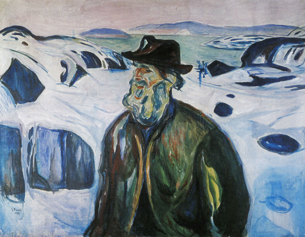 Edvard Munch - Old Fisherman on Snow-Covered Coast