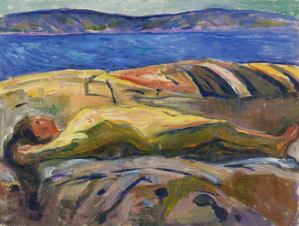 Edvard Munch - Reclining Nude on the Rocks