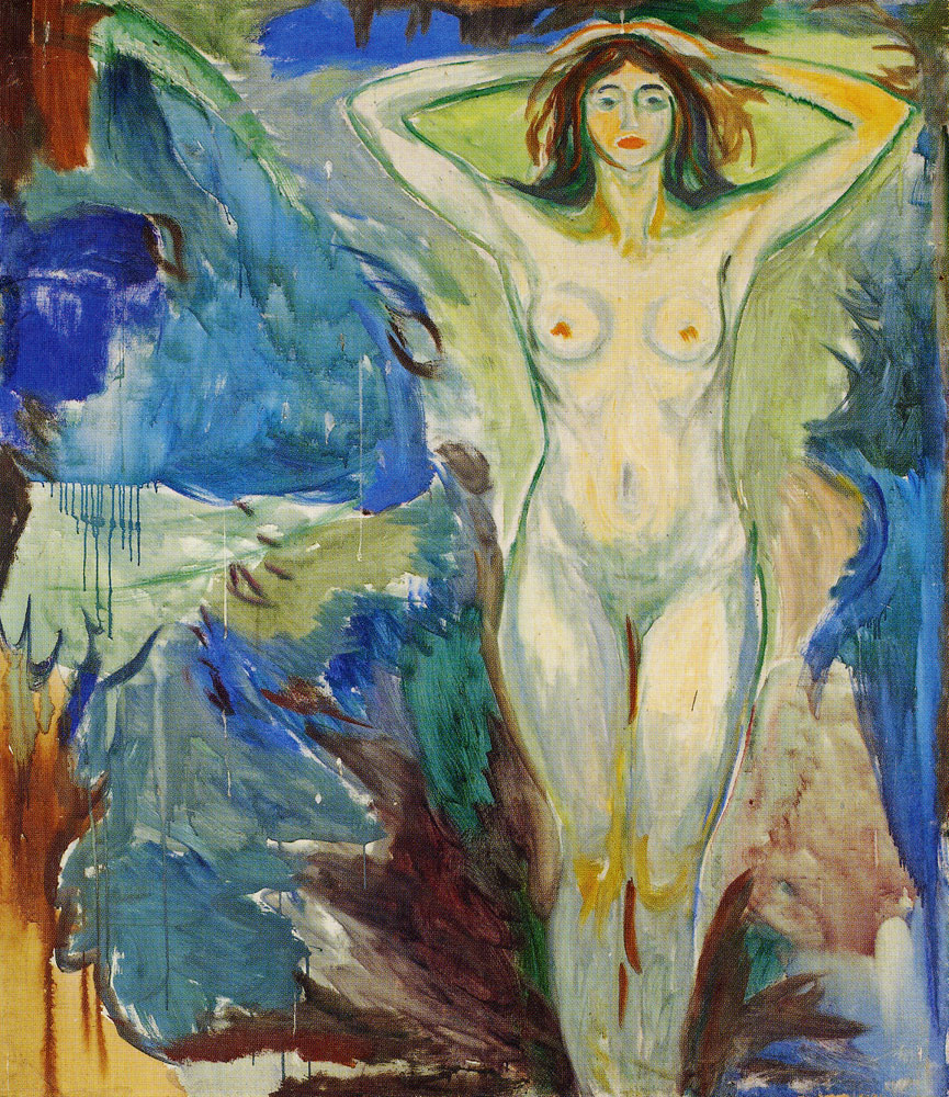 Edvard Munch - Standing Nude Against Blue Background
