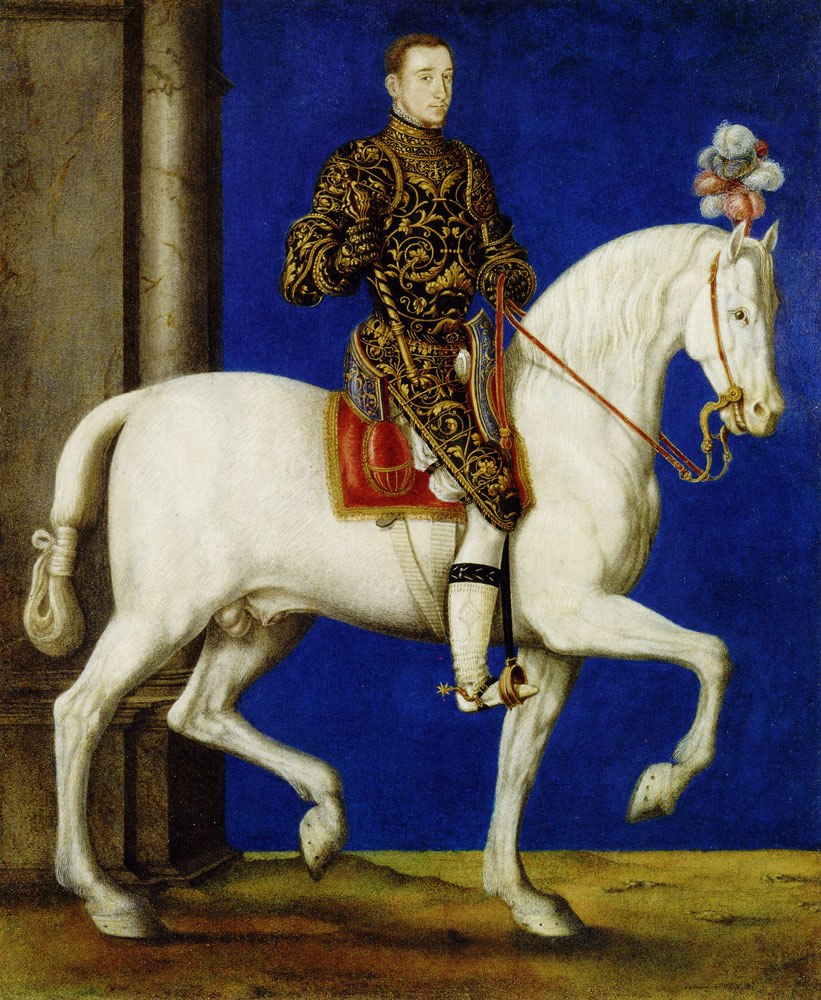 Attributed to François Clouet - Equestrian Portrait of Henri II as Dauphin
