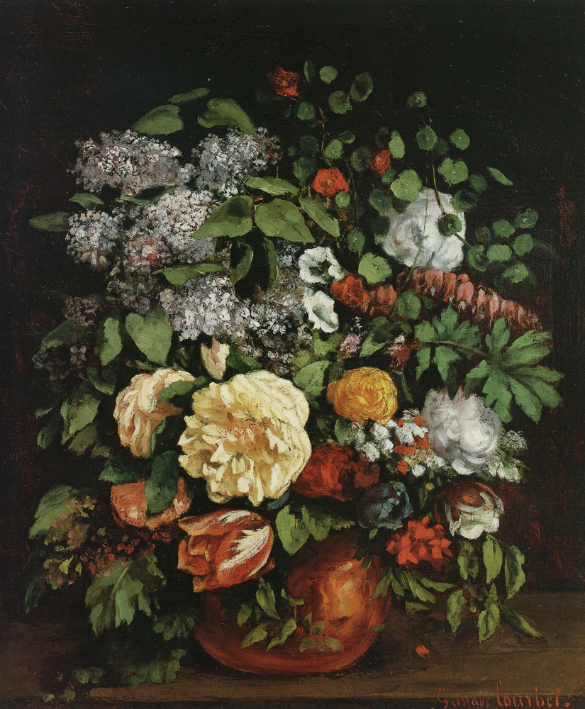Gustave Courbet - Vase of Liacs, Roses, and Tulips