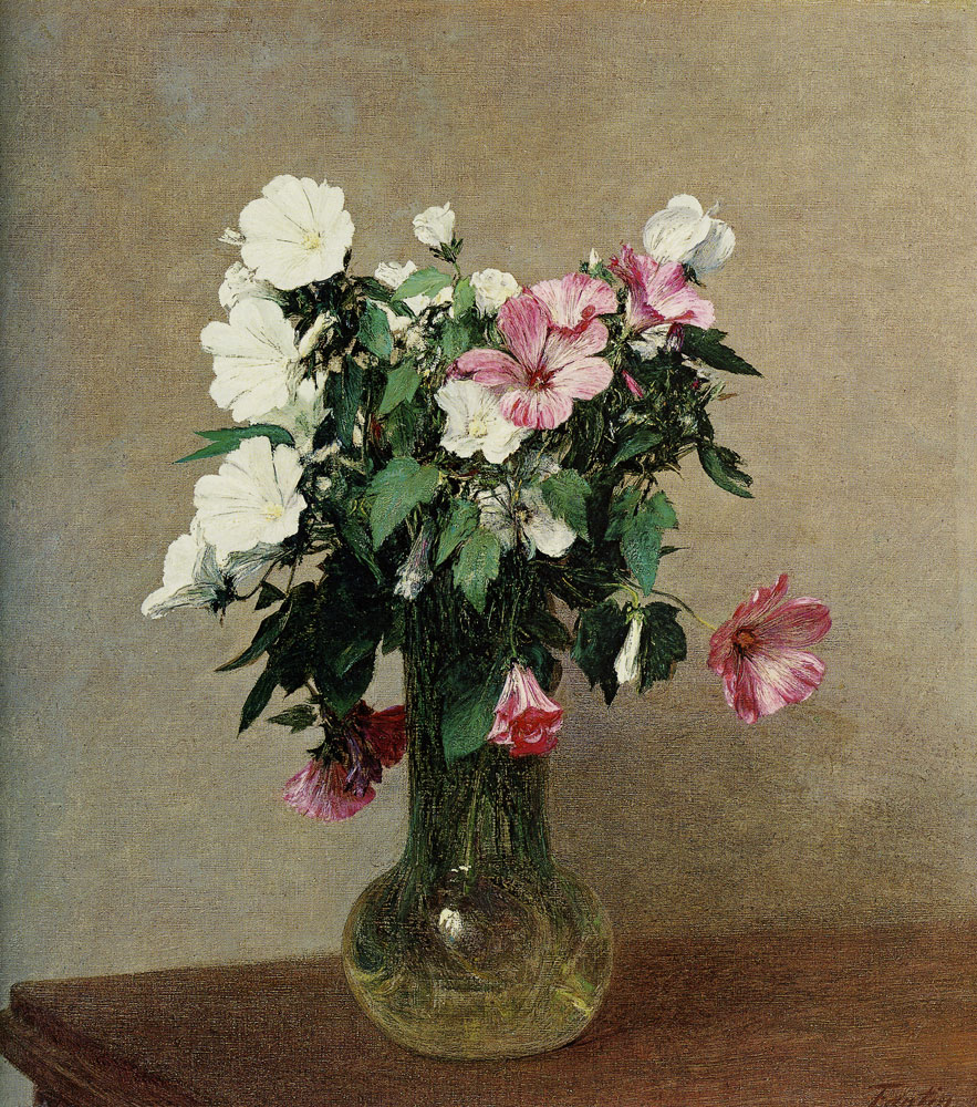 Henri Fantin-Latour - White and Pink Mallows in a Vase