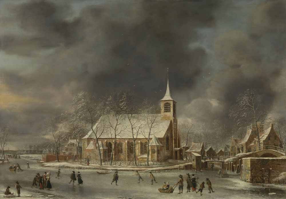 Jan Abrahamsz. Beerstraten - View of the Sloten Church in Winter