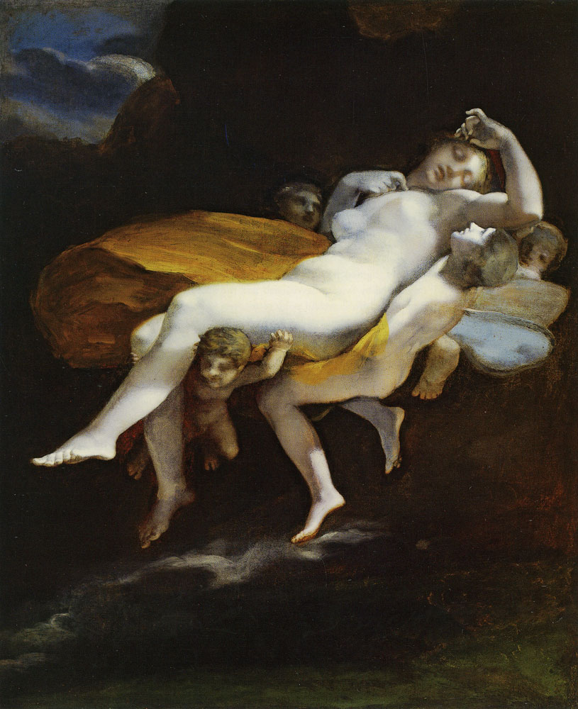Pierre-Paul Prud'hon with Constance Mayer? or follower - The Abduction of Psyche by Zephyrus to the Palace of Eros