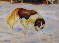 Edvard Munch St. Bernhard Dog in Snow