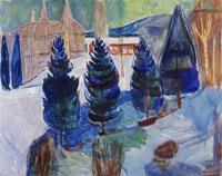 Edvard Munch Red House and Spruces