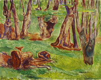 Edvard Munch Rugged Tree Trunks in Summer