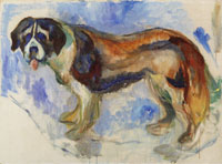 Edvard Munch - St. Bernhard Dog in Snow